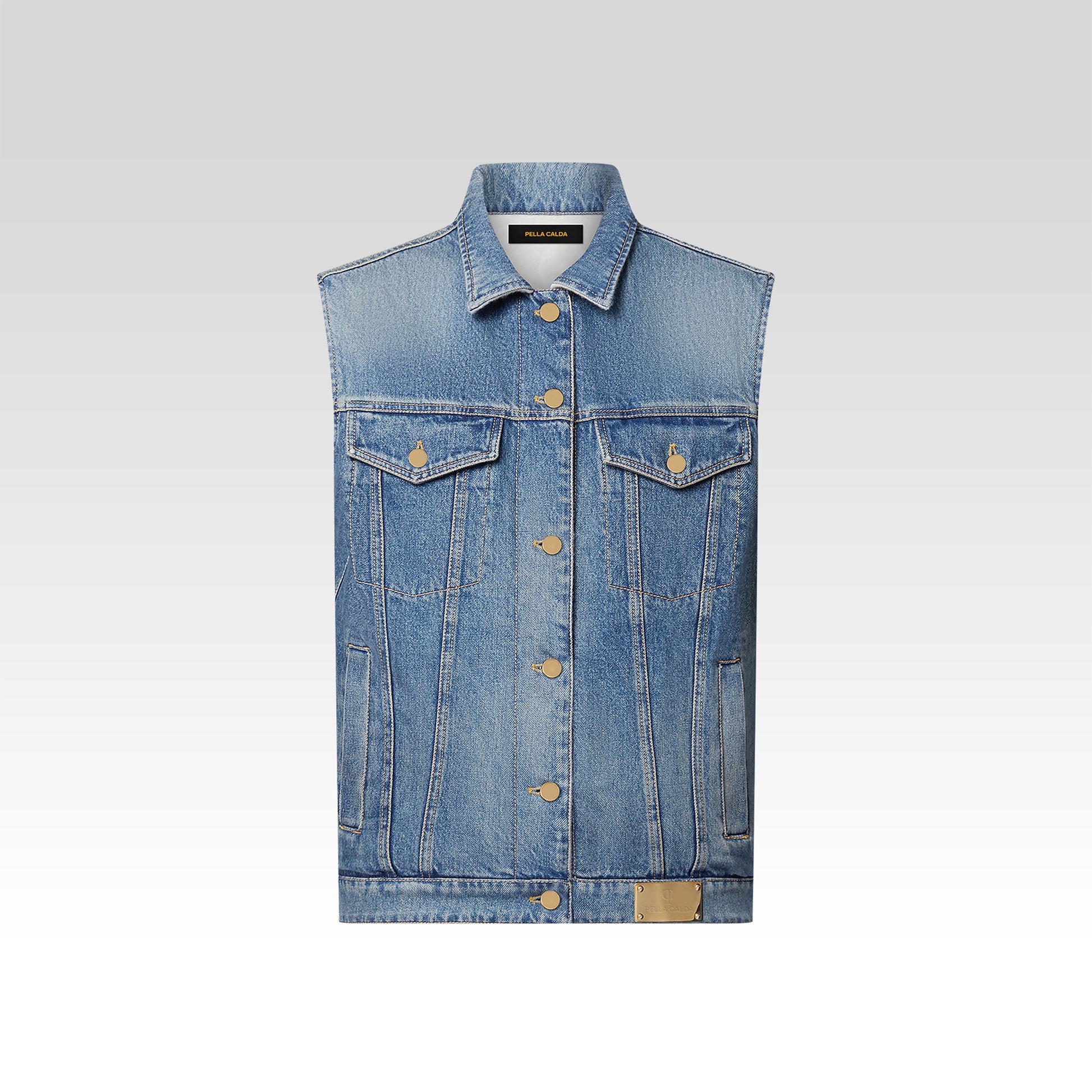 Vintage Wash Sleeveless Denim Jacket