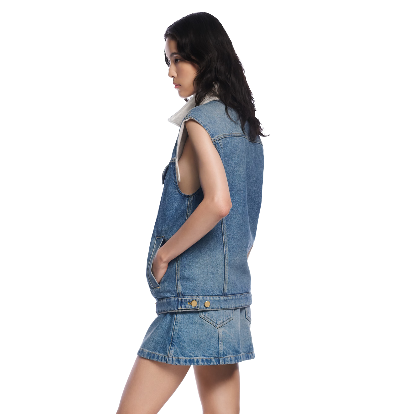 Vintage Wash Sleeveless Denim Jacket