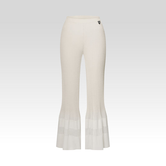 Ivory Ribbed Flared Knit Pant