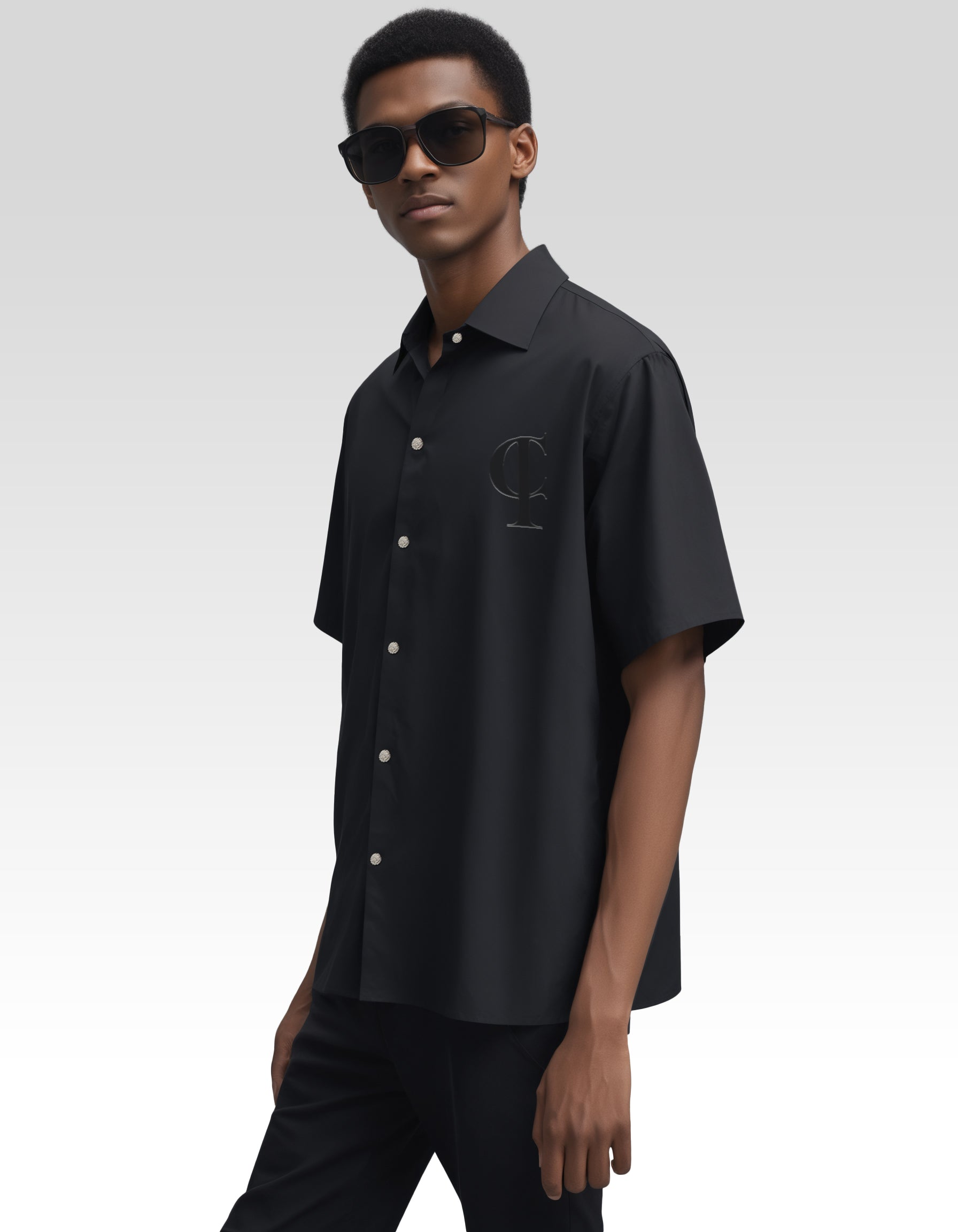 Noir Elegance Crystal Shirt